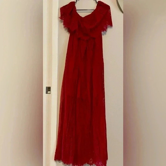 Crimson Full Length Strapless Dress - Picture 1 of 4